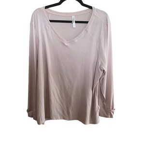 Cozy Casual long sleeve v- neck thermal light pink size 3X EUC